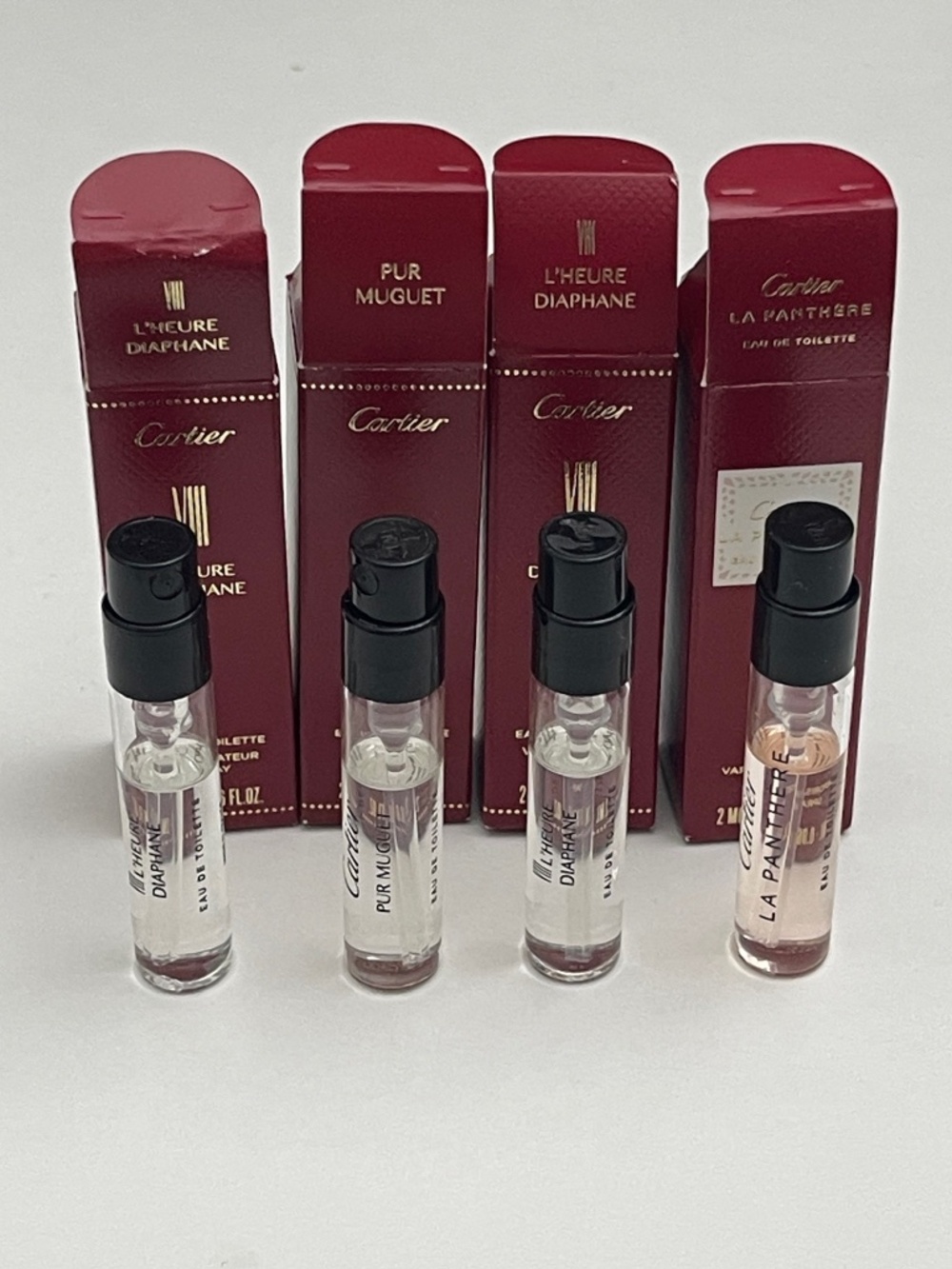 Lot 4 Cartier Perfume Samples L’Heure Diaphane Pur Muguet La Panthere 2ml